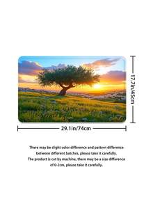 1/3/4 Set Sunset Olive Tree Landscape Bathroom Shower Curtain Set; Healing Natural Scenery Design Style, Waterproof , Suitable For Bathroom Decor And Accessories. Size: 71"X71", Includes 12 Hooks, Toilet Seat Cover, Bath Mat And Rug, Made Of High-Quality Polyester Fabric, Washable And Mildew-Resistant, Ideal For Holiday Decor, Bathroom Setup, And Room Decoration - Sunset Olive Tree - View 8