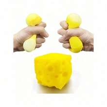 Giant Soft Squeeze Cheese Stress Ball, Extra Large Squeezable Cheese Block, Sensory Stress Relief Toy For Adults, Fun Gurgle Gift - Multicolor - View 5