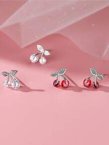 1 đôi bông tai hình hoa anh đào bằng bạc Sterling S925 đính đá Zirconia, thích hợp làm quà tặng cho bạn gái, đeo hàng ngày, quà Ngày của Mẹ, quà tặng cho chị gái, món quà tuyệt vời nhất. - bông tai đơn - Xem 7