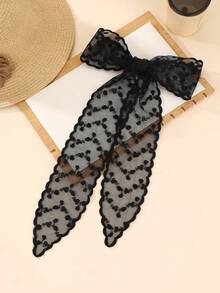1 pièce Accessoire pour cheveux pour femmes, bandeau élégant rétro français avec motifs de feuille, étoile, fleur et nœud brodés. Convient pour mariage, demoiselle d'honneur, décoration de foulard pour cheveux, fête, été, plage, festival, anniversaire - Noir - Voir 10