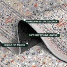 1pc Vintage Floral Print Carpet, Suitable For Daily And Holiday Decoration, Applicable To Living Room, Bedroom, Bathroom, Kitchen, Dining Room And Outdoor Scenes - Multicolor - View 9