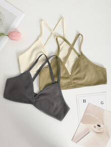3 chiếc áo ống không đường may gợi cảm cho nữ, áo ngực cúp tam giác cổ chữ V sâu, áo vest bralette lưng chéo đẹp, nội y nữ cho mùa tựu trường - Nhiều màu - Xem 1