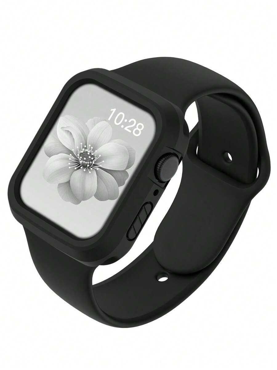 二合一运动硅胶表带和表壳，兼容 40mm、41mm、42mm、44mm、45mm、46mm 和 49mm 尺寸。柔软舒适的铆钉硅胶表带和灵活的开放式保护壳，兼容 Ultra/11/10/9/8/7/6/5/4/SE 型号。男女通用智能手表表带和表壳套装