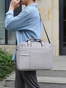 1个T210笔记本电脑包，防水面料，减震衬垫，前置拉链口袋，大容量，可容纳16英寸笔记本电脑 - 灰色 - 查看 9