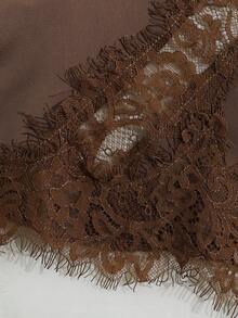 Áo hai dây satin ren mùa hè dành cho nữ, cổ chữ V, thiết kế bất đối xứng, thời trang và thanh lịch, phù hợp cho các buổi hẹn hò, tiệc tùng và các dịp khác. - màu nâu - Xem 7