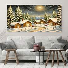 1 pieza de arte, Parque de Atracciones Navideño de Maravilla Invernal con Cabañas Cubiertas de Nieve y Adornos Festivos, Kit de Pintura por Números para Principiantes, Pintura Navideña por Números, Regalo Perfecto para Decoración de Pared del Hogar, Acogedor para arte de temporada de decoración de paredes del hogar - Enmarcado - Ver 2