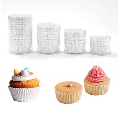 LIFETALK New Arrival White Cupcake Baking Cups Graesproof Paper Muffin Cup Disposable High-Temperature Resistant Cupcake Liners Chocolate Molds