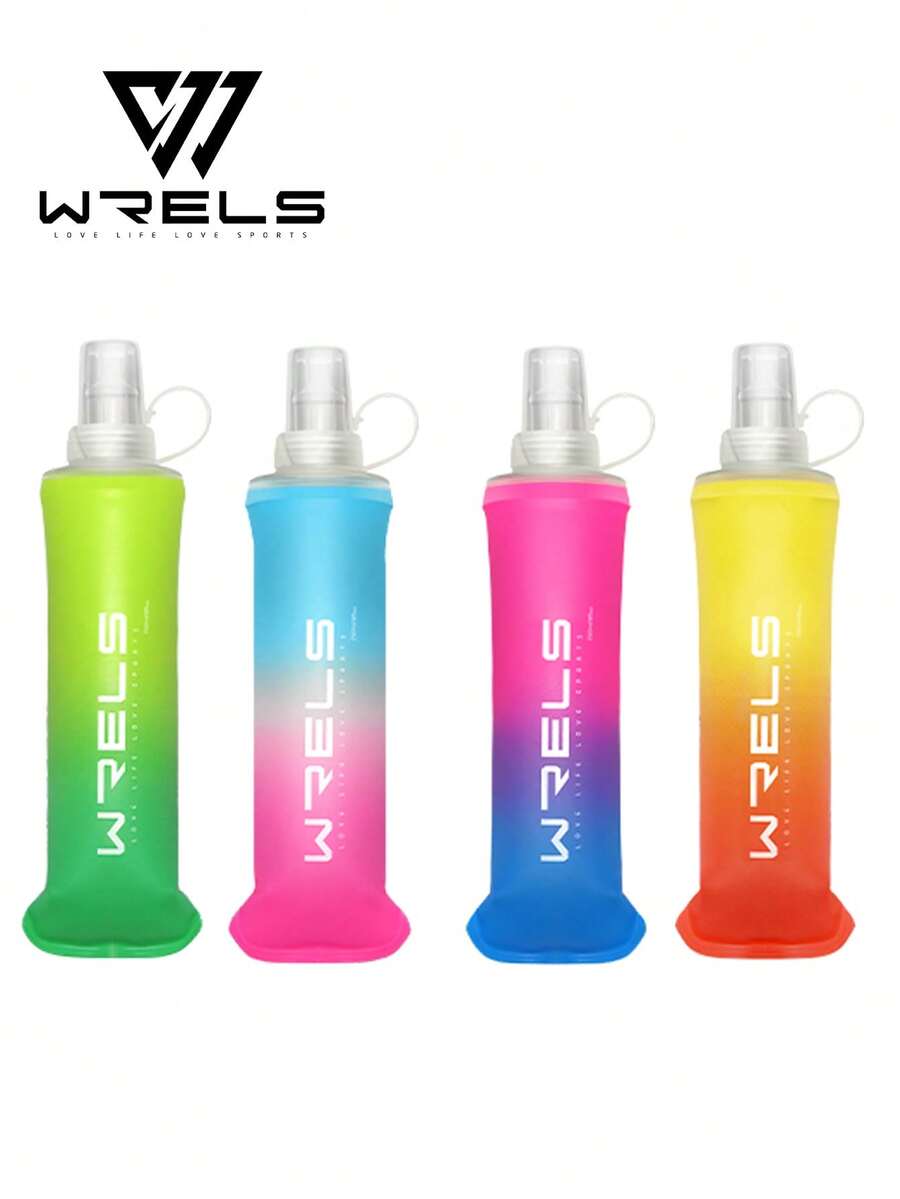 1个WRELS硅胶咬嘴软水壶,防漏渐变水壶,适用于跑步和骑行,便携式水袋,适合上学和徒步旅行,也适用于登山、远足、户外运动、羽毛球和篮球等运动。 - 彩色 - 查看 1