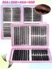 608片豪华假睫毛套装，浓密纤长，30AD+40AD，DIY睫毛套装，超浓密，自然逼真，超柔软轻盈，可重复使用，单根仿貂毛睫毛，适合居家、日常、婚礼、约会、派对、音乐节、圣诞节等各种场合。 - 查看 3