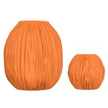 ORIZZONTE Vaso Decorativo Moderno con Texture Ondulata a Pieghe – Design Elegante per Fiori Secchi e Piante – Set Vasi Minimal per Casa/Ufficio – 100% Made in Italy, Spedizione dall'Italia - colore arancione - Visualizzare 7