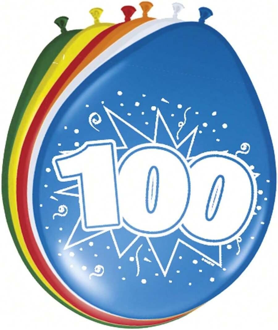 Folat 08300 - Globos con número 100-12" / 30 cm - 8 unidades. - Número 18 - Ver 1