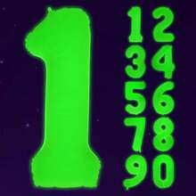 Mega-L - Suministros de fiesta que brillan en la oscuridad, 40 pulgadas, fluorescente gigante de neón amarillo limón número 7 globos para el séptimo cumpleaños, globos de números de bricolaje, letrero - Número 1 - Ver 12