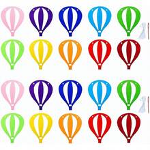 Paquete de 2 coloridas guirnaldas de globos de aire caliente, globos de fieltro para fiestas con temática del cielo para baby shower - 1 - Ver 4