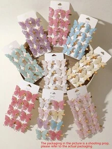 8pcs Exquisite 3D Butterfly Hair Clips, Fashionable Alloy Hair Accessories Suitable For Daily Wear, Multiple Styles Available - Multicolor - View 1