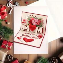 1 phong bì đỏ + thiệp chúc mừng, thiệp Ngày của Mẹ trang nhã, có hoa hồng 3D, họa tiết trái tim và hộp quà, in dòng chữ "Chúc mừng Ngày của Mẹ", được làm từ chất liệu giấy bền và tinh tế. Thiệp 3D nổi này là sự lựa chọn hoàn hảo để tặng mẹ hoặc vợ, đặc biệt thích hợp làm quà tặng Ngày của Mẹ, chứa đựng đầy những lời chúc chân thành. - Đỏ - Xem 3