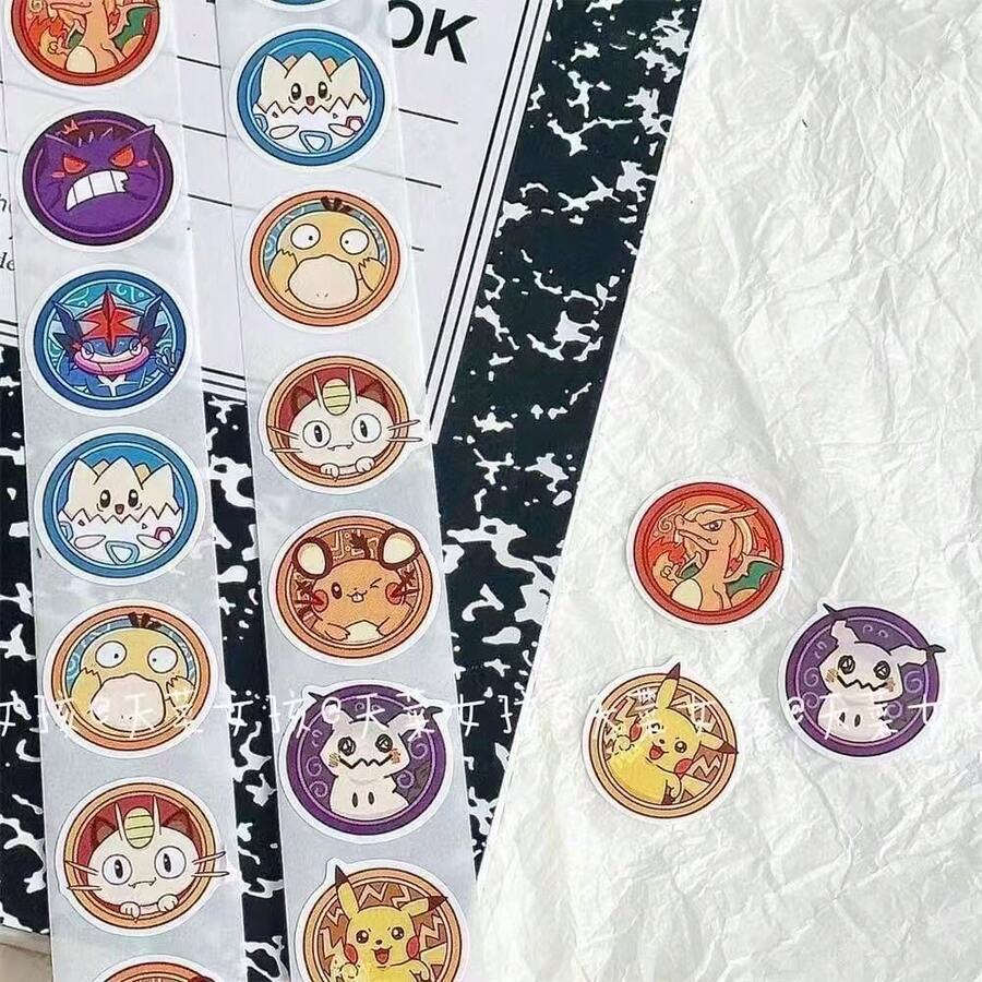 500pcs Pokemon Stickers, Cute High-Quality Scrapbooking Materials, Envelope Seals, Student Rewards - Multicolor - View 1