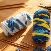 1卷=500克/17.64盎司/1.1磅/超粗条纹毛绒纱线，渐变色，混色渐变，粗线，适合手臂编织/柔软蓬松，舒适耐用，可重复使用，适合手工制作，可机洗/DIY毯子、地毯、枕头、宠物床、围巾、帽子、地垫 - 彩色 - 查看 9