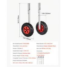 Boat Launching Wheels, 600 Lbs Load Capacity, 12" Aluminium Alloy Transom Wheel With Inflatable Rubber Tires, Folding Launch Wheels With 4 Quick Release Pin, Fit 13' Long Inflatable Fishing Boat - 600 Lbs - View 7