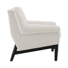 Modern Accent Chair With Flared Arms, Upholstered Lounge Chair, Mid-Modern Armchair With Solid Wood, Ergonomic Reading Chair Living Room, Bedroom - Beige + Loop - View 10