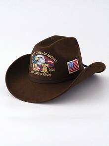 Mũ cao bồi bằng polyester thêu hình quốc kỳ và đại bàng, kiểu dáng unisex, phù hợp cho Ngày Độc lập và mọi mùa. - A - Xem 13