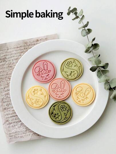 Khuôn làm bánh quy hình thỏ hoa kiểu đồng quê mùa xuân, dụng cụ cho thỏ ăn hình vòng hoa, dụng cụ làm bánh bằng đất sét mềm hình hoa, khuôn làm bánh quy quà tặng và ăn vặt.