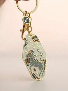 1个复古十二星座钥匙扣，金属珐琅包包挂饰钥匙圈，送给家人、朋友、同事、伴侣的完美礼物，生日礼物 - 多色 - 查看 2