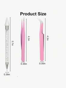 Rhinestone Picking Tool Set, Rhinestone Applicator Tools, Includes 2 Double-Ended Rhinestone Pens And 2 Tweezers For Rhinestone Embellishment (Pink A) - Multicolor - View 6