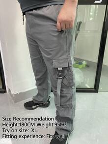 Pantalones cargo de hombre con corte recto y suelto, funcionales y ligeros, con bolsillos grandes, moda workwear, para primavera/verano - Gris - Ver 5