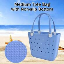 Medium Beach Bag, Waterproof Rubber Beach Bag, Washable Open Tote Bag Durable Tote Travel Bags Outdoor Sport - Màu tím - Xem 6