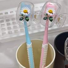 2pcs Travel Toothbrush Holder, Toothbrush Protective Case, Daisy Design, Portable Plastic Box With Protective Cover, Business Trip Toothbrush Dust-Proof Storage Essential - 2 - View 7