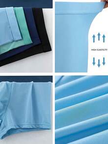 5条装男士纯色休闲三角裤，弹力运动冰丝短裤，日常休闲内裤，纯色半透明三角裤，适合骑行、健身、日常休闲穿着、居家穿着，男士礼物，适合节日、情人节、周年纪念日送给男友 - 彩色 - 查看 4