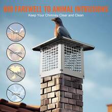 Tapa de chimenea,9 x 9 pulgadas, cubierta de chimenea de acero inoxidable 304, no se cae fácilmente y es un accesorio práctico y de fácil instalación, se adapta a las cubiertas de malla de conductos de humos exteriores con tejas de arcilla, color plateado - 9 x 9 pulgadas - Ver 6