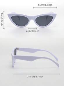 Retro Cat Eye Frame White Fashion Sunglasses, Classic Plastic Eyewear For Women, Outdoor Travel Beach Vacation Casual Decoration Daily Wear, Summer UV Protection Shades For Men - White - View 5