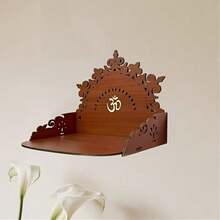 2D Flat Exquisite Wooden Prayer Altar, Suitable For Home And Office, Fit For Modern Worship Space In Home Or Store, With Floating Shelf - A - View 10