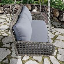 PE Rattan Double Swing Seat, Hanging Swing For The Garden, With Cushions And 2 Chains (240 Cm Each), Without Frame, Cushions Are Removable And Washable, Load Capacity 320 Kg, Grey - Grey - View 5