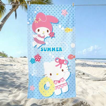 SANRIO 1 Khăn tắm biển in hình hoạt hình - Với thiết kế đáng yêu, được thiết kế đặc biệt cho các hoạt động bơi lội và bãi biển, chiếc khăn này được làm từ chất liệu sợi nhỏ mềm mại, thấm hút cao. Đây là lựa chọn lý tưởng cho nhiều mục đích sử dụng, bao gồm phòng tắm, hồ bơi, phòng tập thể dục và tập yoga.
