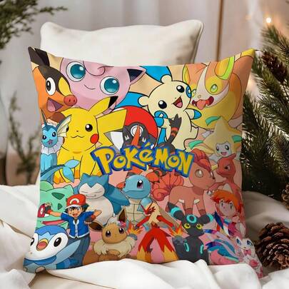 pokemon 1 Vỏ Gối Hoạt Hình | Vỏ Gối Phong Cách Cổ Điển | Thiết Kế Trang Trí Tiệc Cưới & Nhà Cửa | Vỏ Gối Quà Tặng Sáng Tạo, Vỏ Gối Trang Trí Sofa, Gối Trang Trí Nội Thất Nhà Cửa, Vỏ Gối, 100% Polyester, Có Khóa Kéo, Trang Trí Nhà Cửa Tinh Tế.