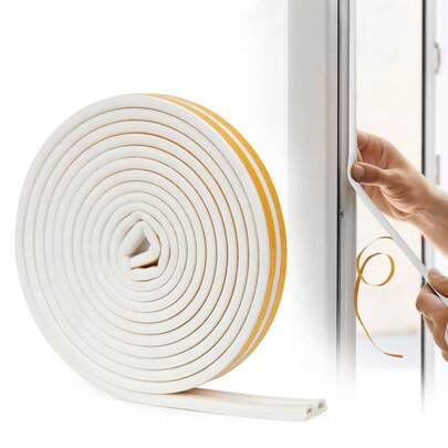 D-Type Weather Stripping - Door & Window Seal - Strong Adhesive Backing - Soundproofing & Weatherproof - 10 Meters (9 X 7.5 )