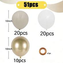 51 Stücke/26 Stücke 10-Zoll Champagner Gold, Sand Weiß, Weiß Latex Ballon Set, geeignet für Valentinstag, Neujahrs Dekoration, Jahrestag, Verlobung Dekoration, Abschlussfeier, Hochzeitsdekoration, Geburtstagsparty - Satz - Übersicht 2