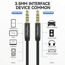 VegGieg 3.5mm Male To Male 4-Pole Hi-Fi Stereo Auxiliary Audio Cable, Gold-Plated PVC, Compatible With Phone, Computer, Car, Speaker, Headphones - View 6