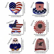3 piezas Pinzas de pelo en forma de bandera estadounidense, águila, corazón y estrella, clips de pelo lindos de colores aleatorios para el Día de la Independencia - Multicolor - Ver 2