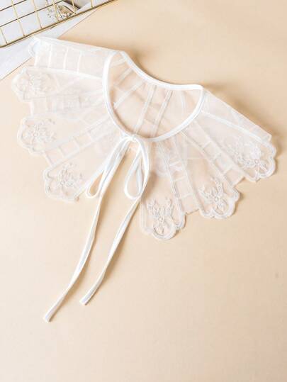 1 chiếc cổ áo giả đa năng kiểu khăn choàng, cổ áo ren hoa nhí hai lớp, phụ kiện trang trí cỡ lớn đa dụng cho áo phông, áo len, váy, thích hợp cho mùa xuân, hè, thu, đông, lễ hội, du lịch.