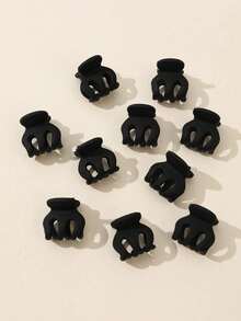 10pcs Black Mini Hair Claws, Fresh And Sweet Style, Perfect Match For Daily Commute, Easily Achieve Stylish Look Everyday - A - View 1