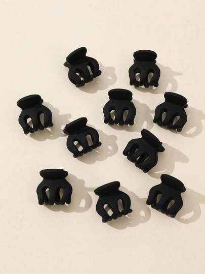 10pcs Black Mini Hair Claws, Fresh And Sweet Style, Perfect Match For Daily Commute, Easily Achieve Stylish Look Everyday
