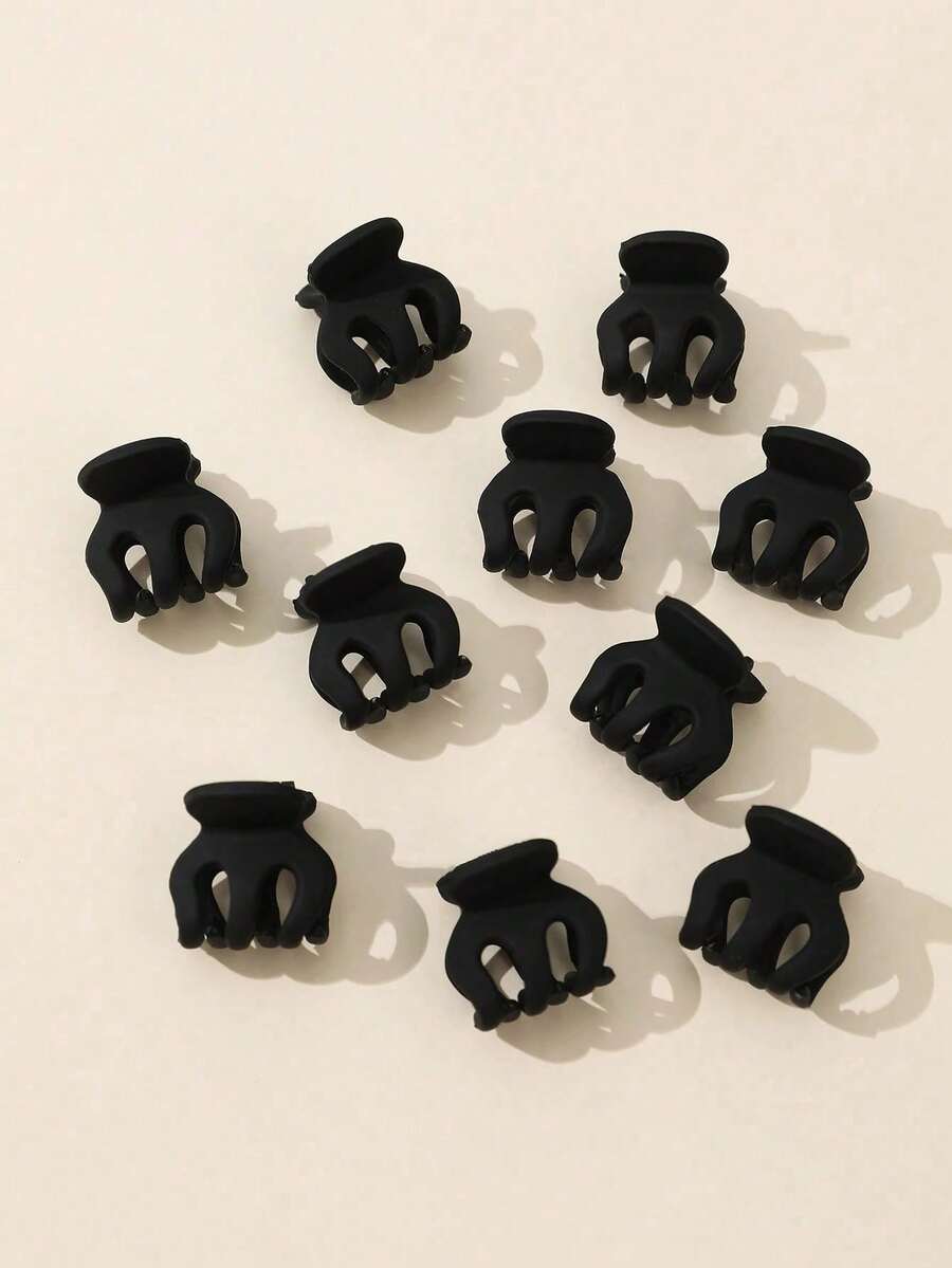 10pcs Black Mini Hair Claws, Fresh And Sweet Style, Perfect Match For Daily Commute, Easily Achieve Stylish Look Everyday - A - View 1