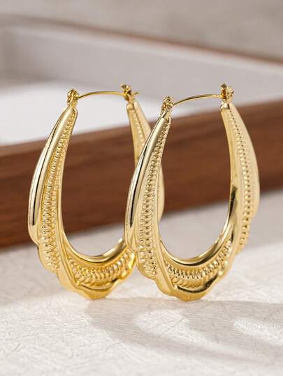 1 Pair Elegant Hoop Earrings, Designed For Women, Suitable For Weddings, Engagements, Anniversary Parties, Valentine's Day Gifts