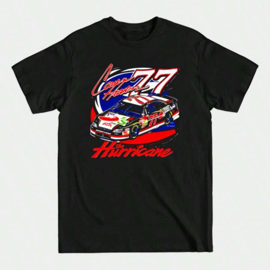 The Hurricane Hocevar Of Carson Hocevar 77 NASCARr Graphic Print Unisex Short Sleeve Pure Cotton T-Shirt For Men And Women Casual Summer Outfit - 黑色 - 查看 1