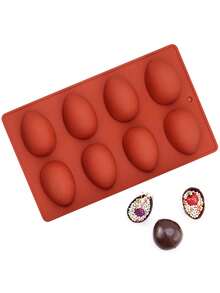 1 pieza Molde de silicona con 8 cavidades en forma de huevo de Pascua, moldes de 8 cavidades cuadradas/8 cavidades en forma de rosquilla/8 cavidades cilíndricas, suministros de repostería, adecuado para decoraciones de pasteles DIY, chocolate, caramelos, gelatina, pastelería, magdalenas, pan, cubitos de hielo, herramienta/accesorio especial de cocina para hornear - Multicolor - Ver 11