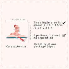 50pcs Cartoon Caterpillar Stickers, Cute Decor For Book Lovers, Guitar, Trash Can - kutu buku - View 2