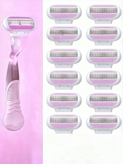 Dao cạo lông cầm tay dành cho nữ, lưỡi dao ba lớp bằng thép không gỉ, đầu cạo an toàn có thể thay thế, tay cầm màu hồng, giúp bạn trẻ trung và xinh đẹp hơn.